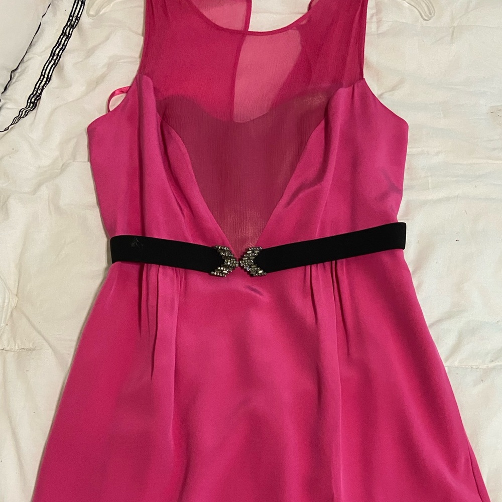 Bcbg pink dress, only wore once, small tear, check last picture